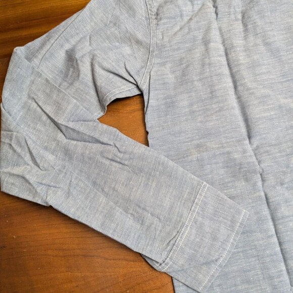 New Ely & Walker Mens Solid Gray/Blue Ultra-Press Western Button Up Shirt Sz 14 - Picture 15 of 16